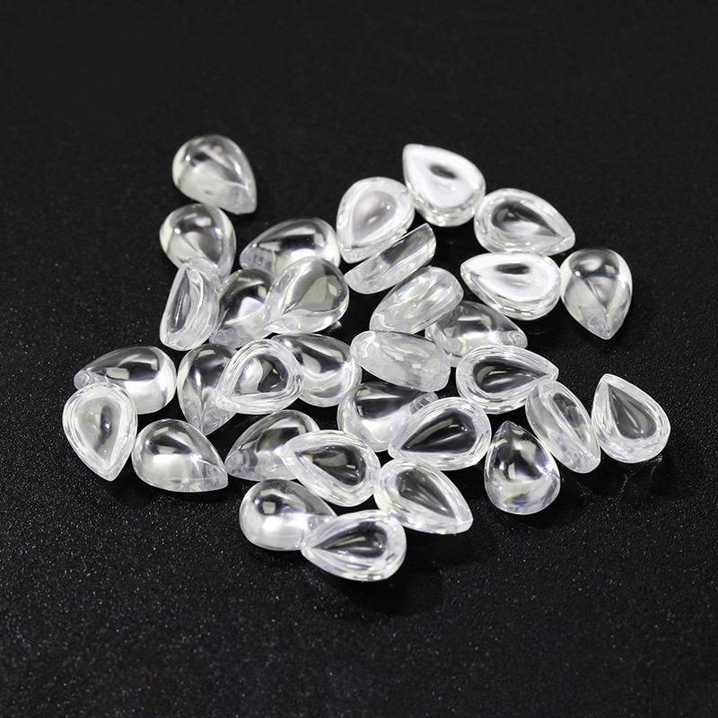 梨形平底素面白色锆石裸石 水滴形白锆弧面合成仿钻裸钻
