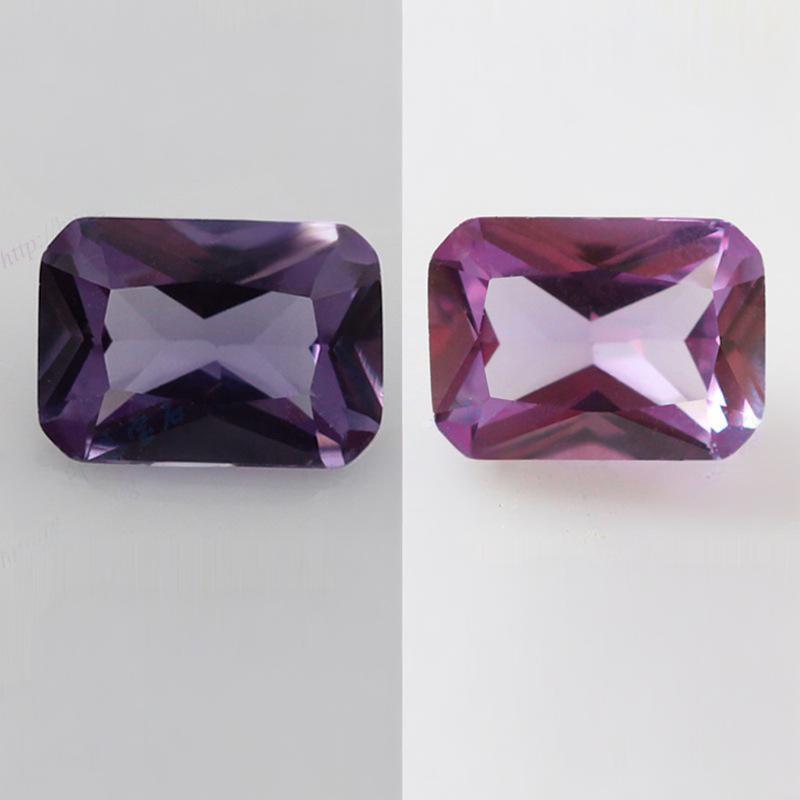 长方形倒角车花46#变色刚玉 小八角人造合成戒面宝石