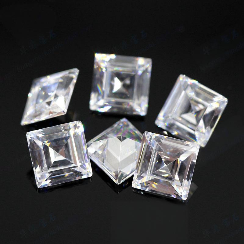 正方形直角车平白色锆石裸石 皓石合成立方氧化锆人造CZ
