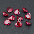 孔心形8#红刚玉戒面裸石 打孔鸽血红Ruby合成红宝石