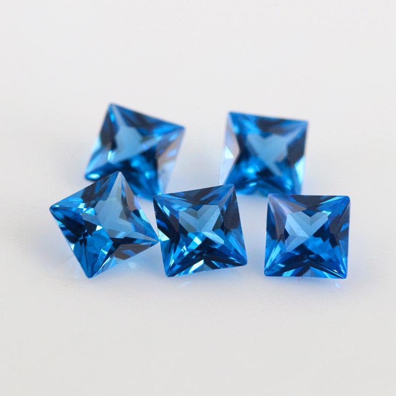 正方形直角119#蓝尖晶裸石 公主方人造合成尖晶兰蓝宝石