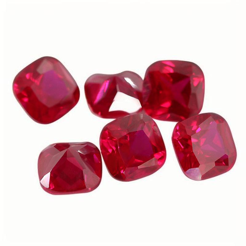 肥正方形5#红刚玉戒面 合成Ruby红宝石裸石批发肥方枕形