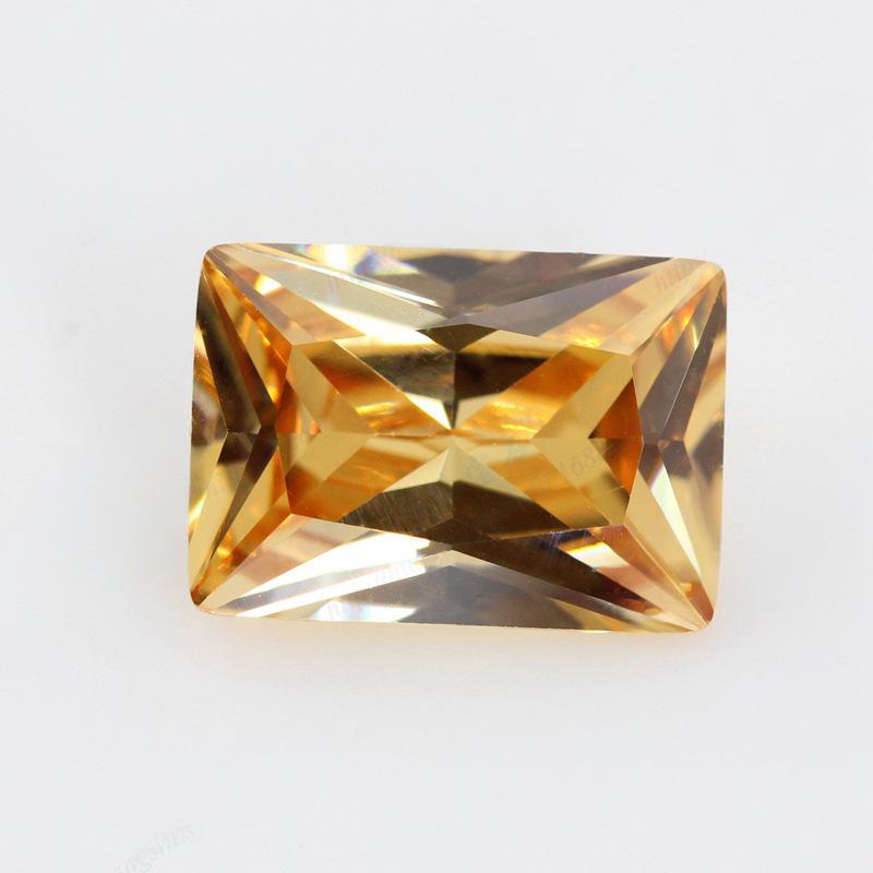 香槟色长方形直角锆石戒面 车花尖底CZ裸石批发梧州AAA