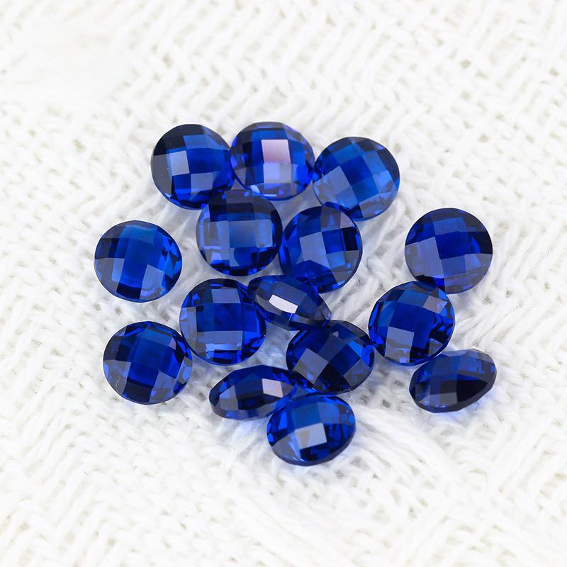 圆形113#蓝尖晶双龟面裸石 格子面耐高温合成尖晶批发