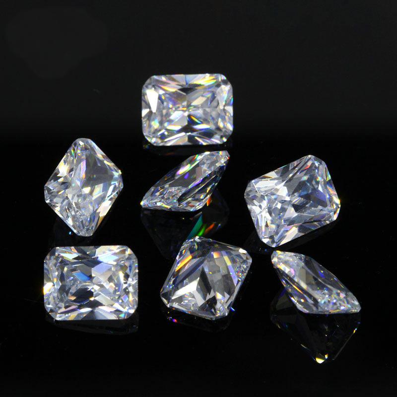 5A长方倒角白色锆石裸石 小八角形无色透明皓石CZ主石钻