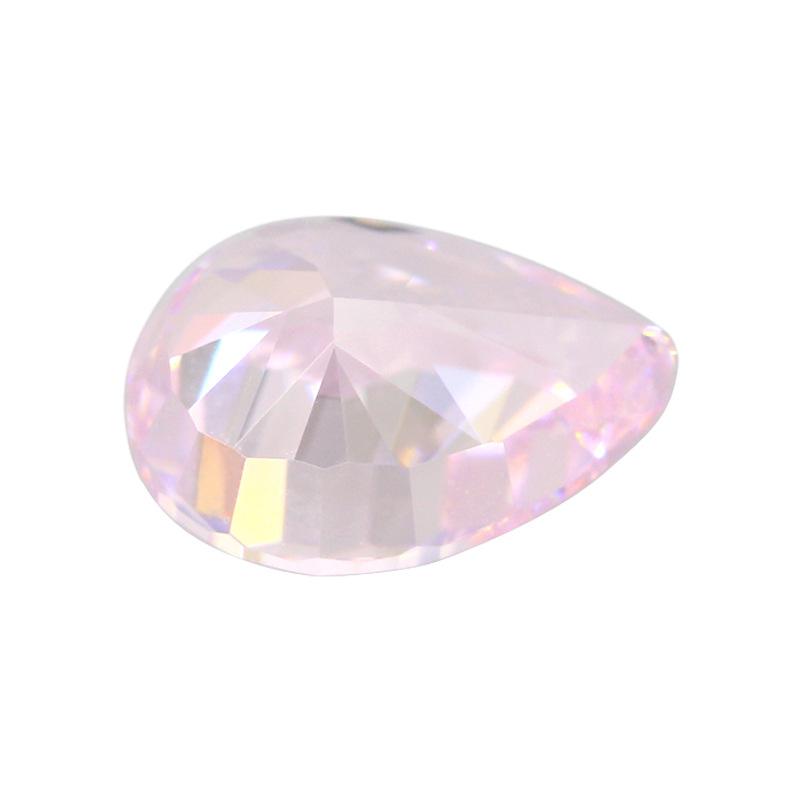 9A梨形冰花切浅粉色高碳钻 水滴形锆石CZ裸石戒面主批发