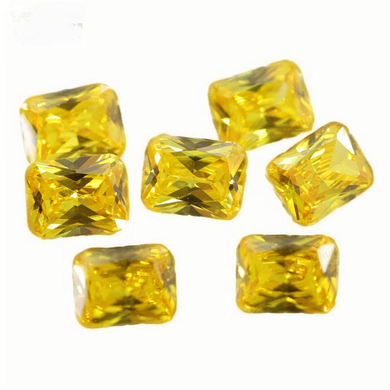 长方形倒角金黄色锆石批发 彩色人造CZ车花裸石OCT梧州