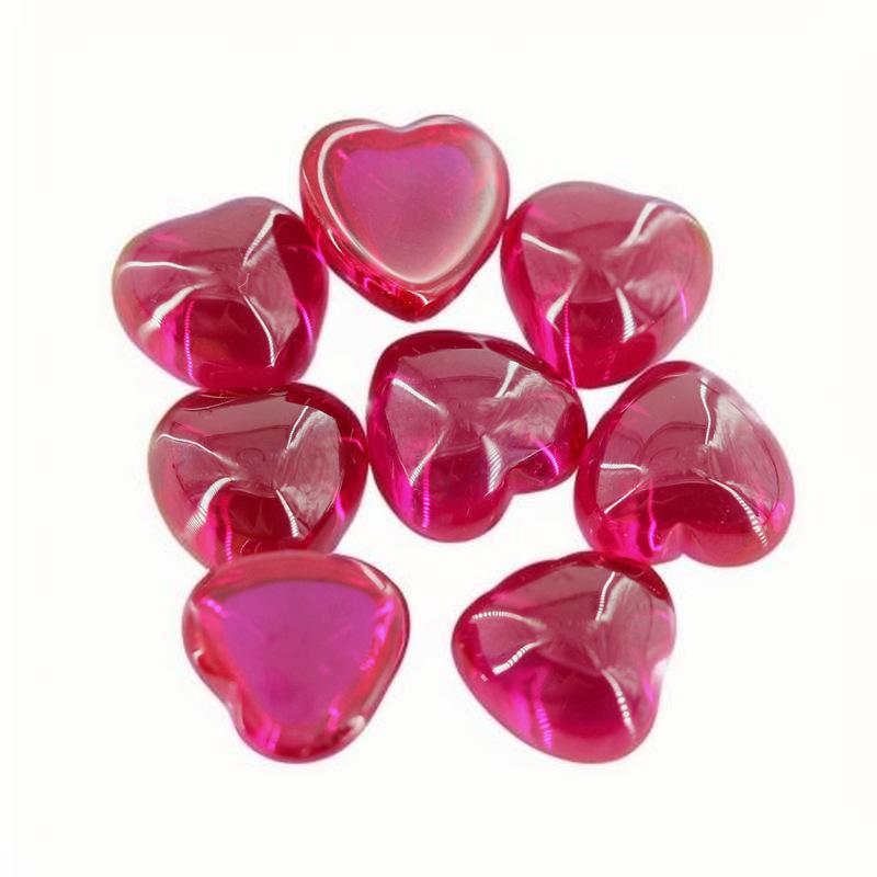 心形平底素面5#红刚玉裸石 合成光面鸽血红宝石钻批发