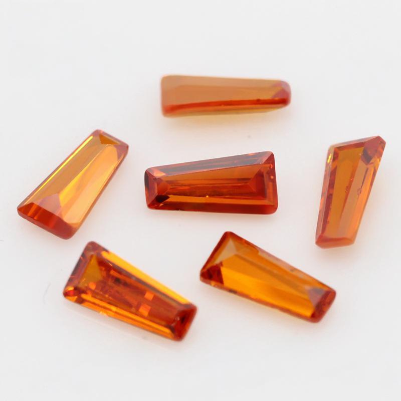 桔红色梯方锆石裸石批发 梯形橘红锆人造钻宝石首饰配石