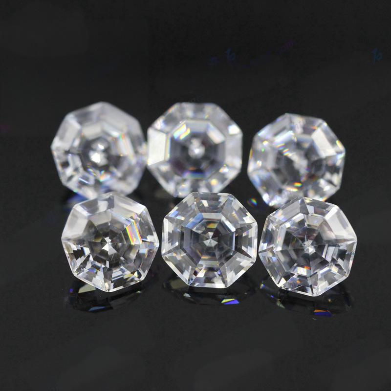 八边形白色锆石裸石批发 八卦形透明色合成立方氧化锆CZ