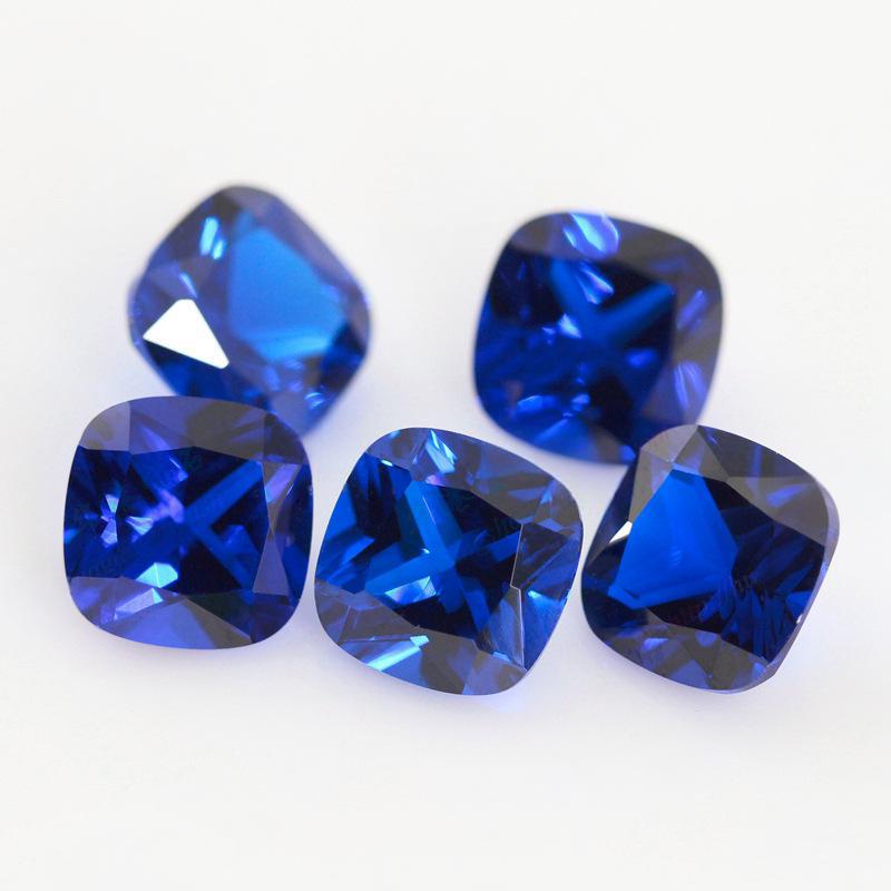 肥正方形113#蓝尖晶裸石批发 肥方枕形戒面人造钻蓝宝石