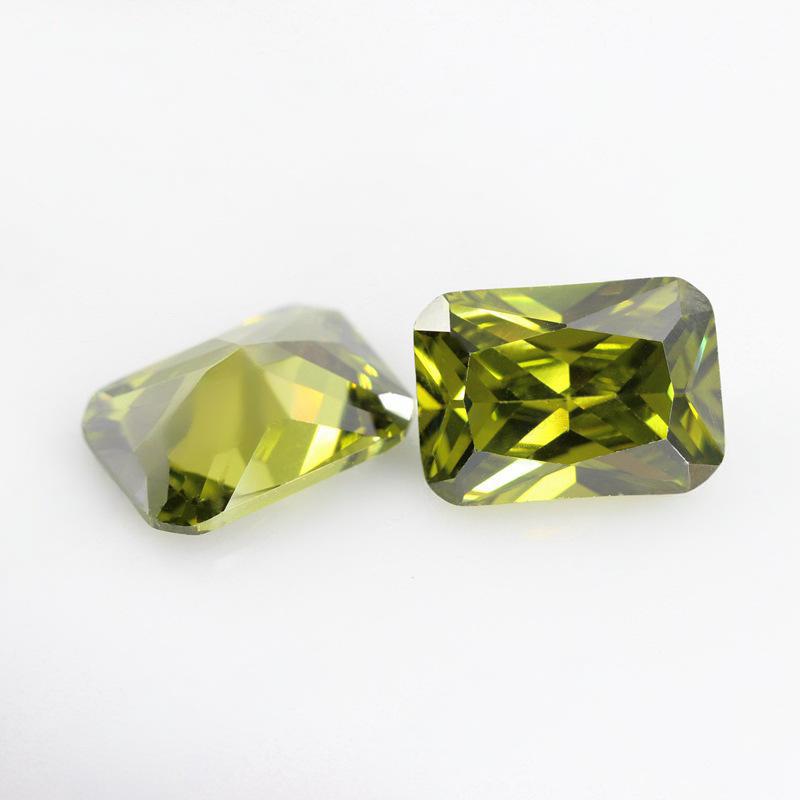 橄榄绿色长方形倒角锆石批发 AAA彩色人造裸石