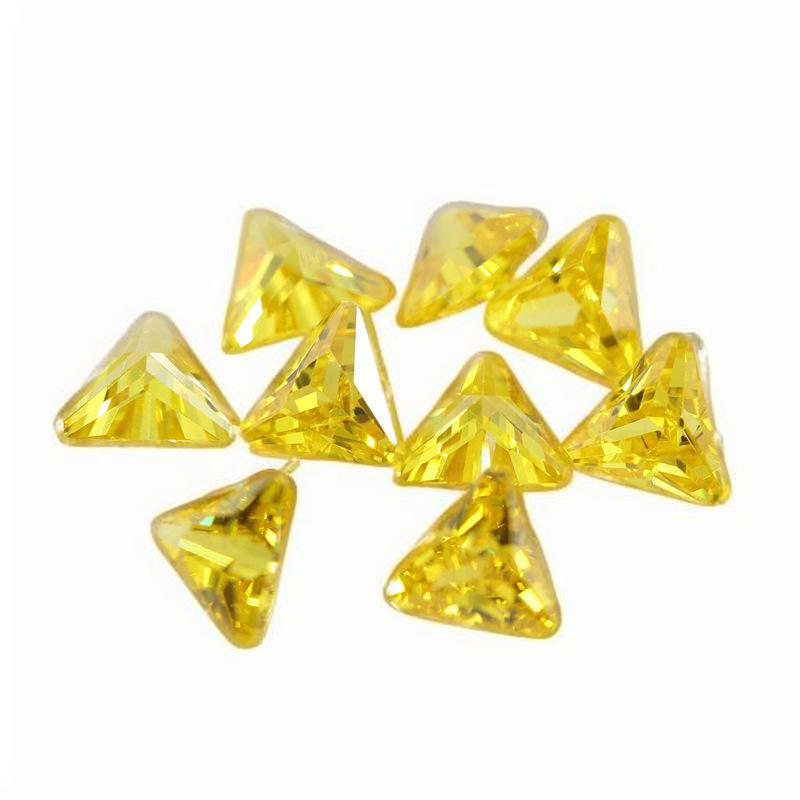三角形倒角金黄色锆石裸石 倒三角CZ戒面耳钉仿钻批发
