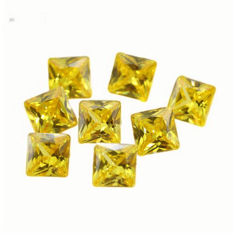 正方形直角金黄色锆石裸石批发