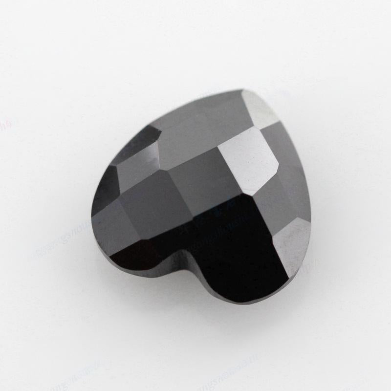 心形双龟面黑色立方氧化锆石裸石 黑锆格子面CZ散珠DIY