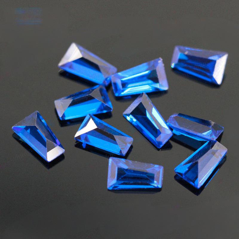 梯方113#尖晶蓝裸石批发 梯形人造113号蓝宝石首饰配石