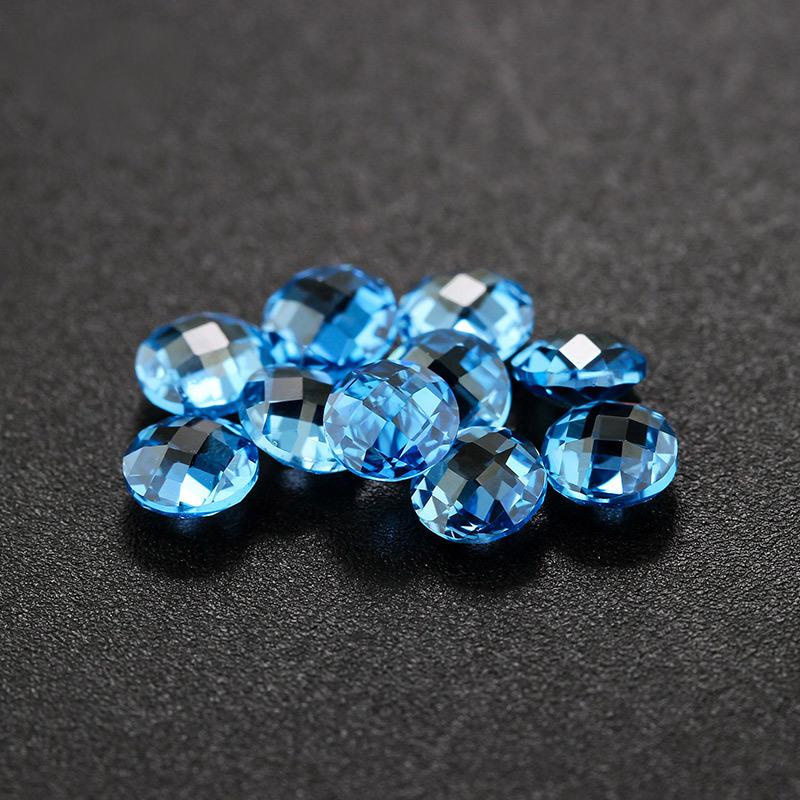 人造圆形119#蓝尖晶双龟面 浅兰色合成尖晶石裸石批发