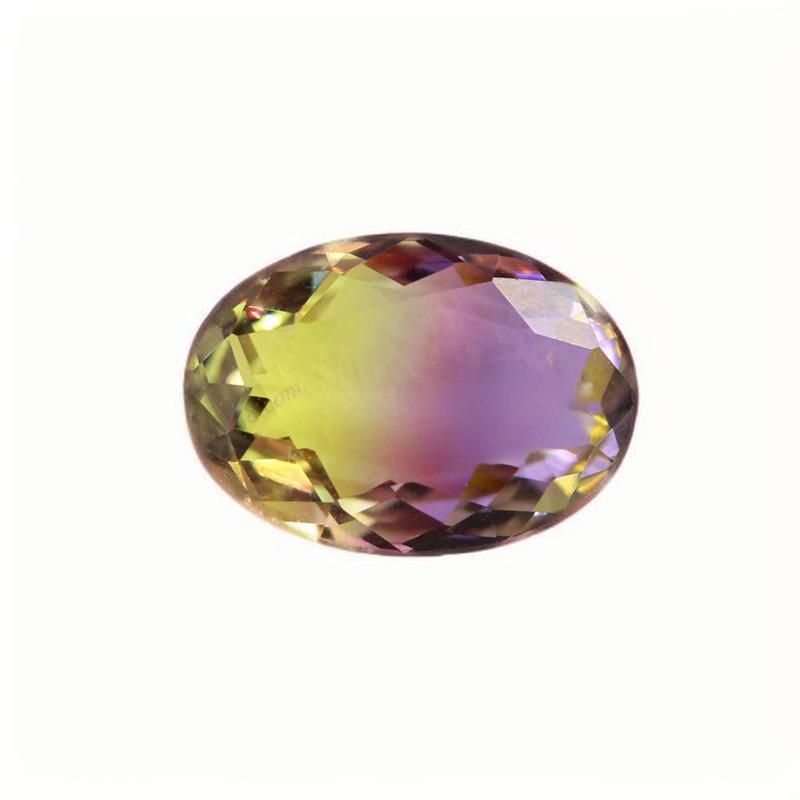 蛋形碧玺玻璃裸石批发 椭圆形尖底紫黄金色宝石戒面首饰