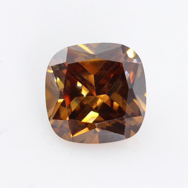 肥正方形咖啡色锆石戒面裸石 肥方枕形人造AAA彩色皓石