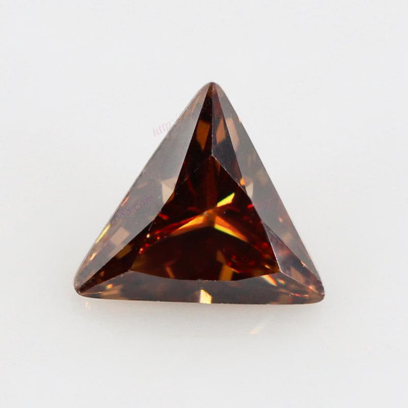 三角形直角咖啡色锆石裸石 直三角人造皓石宝石戒面批发