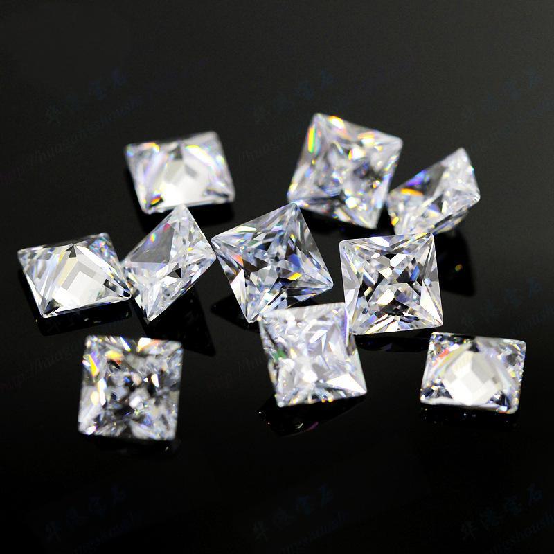 正方形直角白色锆石裸石批发 公主方合成立方氧化锆CZ钻