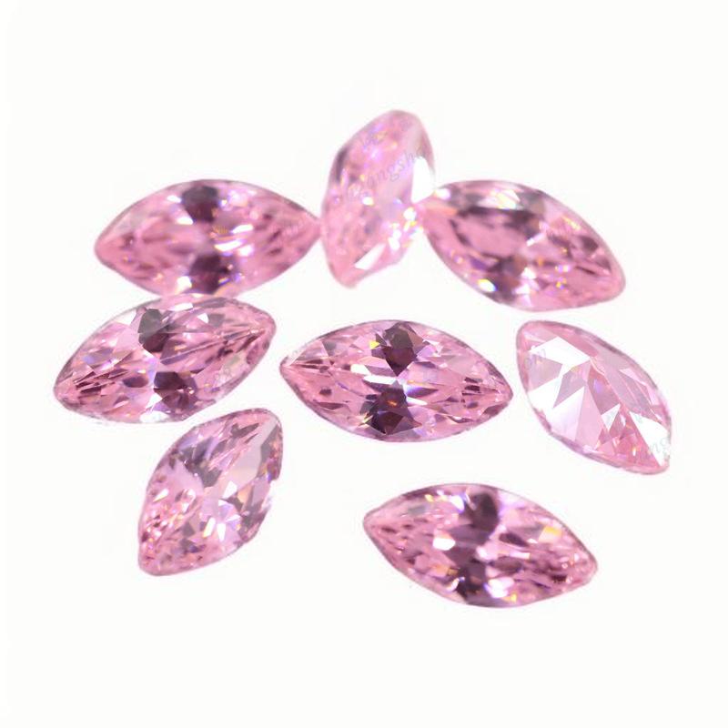 马眼形粉红色锆石裸石 树叶形尖底人造CZ钻皓石首饰批发