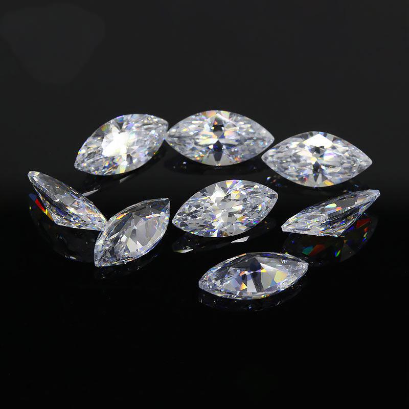 5A马眼形白色锆石裸石戒面 无色透明人造CZ尖底皓石钻