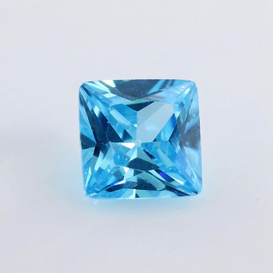 正方形直角车花海蓝锆裸石 海兰色CZ锆石公主方戒面批发