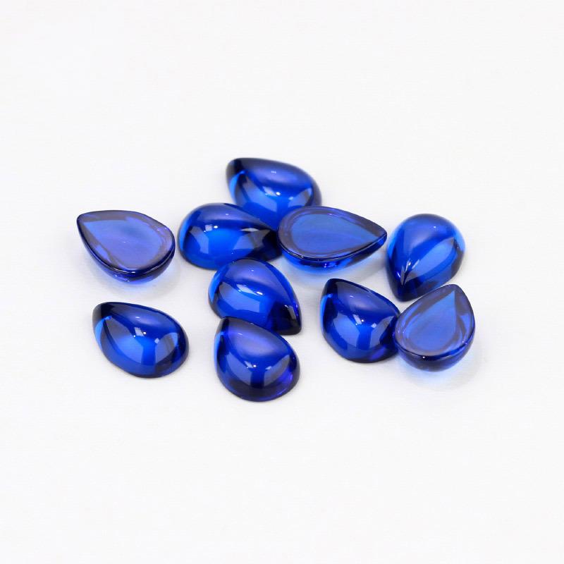 梨形平底素面113#合成尖晶蓝裸石 人造尖晶宝石戒面批