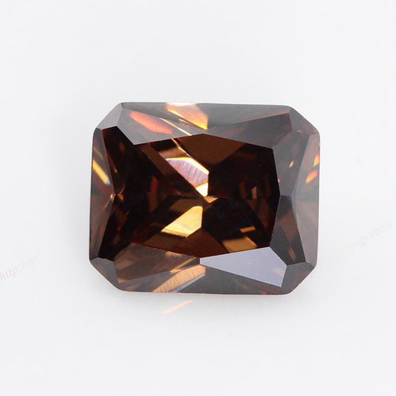长方形倒角咖啡色锆石批发 CZ裸石梧州彩色宝石戒面AAA