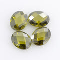 蛋形双龟面橄榄绿色锆石裸石 椭圆形格子面宝石钻CZ批发