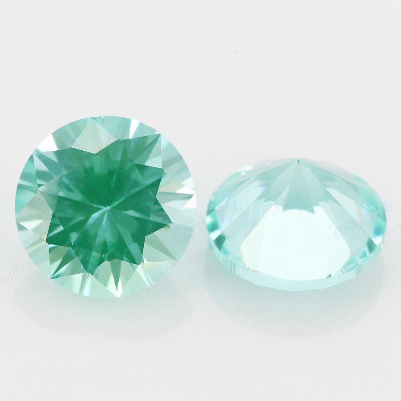 圆形137#绿尖晶戒面裸石 人造绿宝石镶嵌首饰品耳环主石