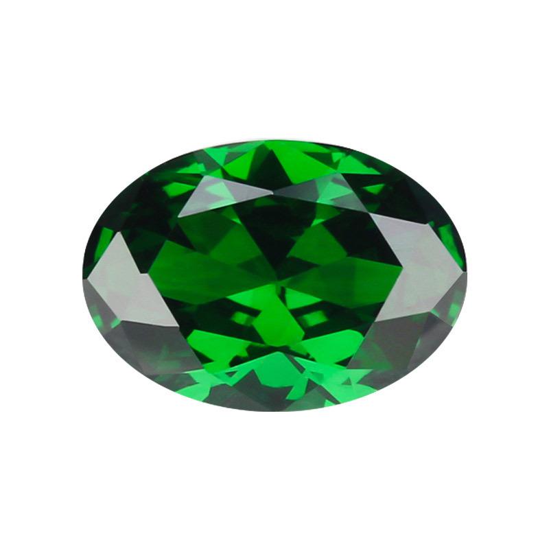 蛋形绿锆绿色锆石裸石批发 椭圆形尖底祖母绿色人造宝石