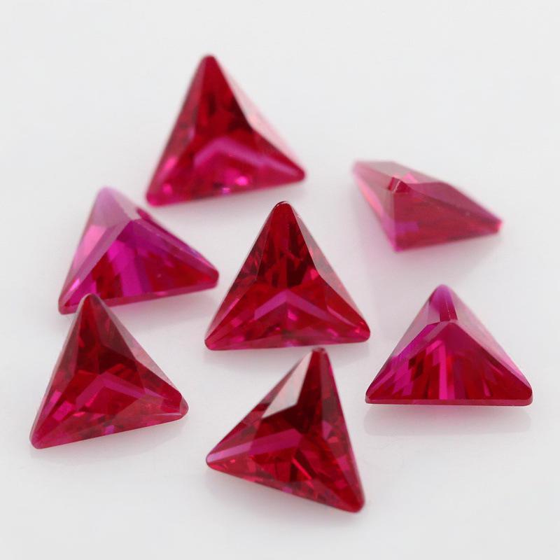 直三角5#红刚玉裸石戒面 人造Ruby宝石微镶嵌首饰品耳饰