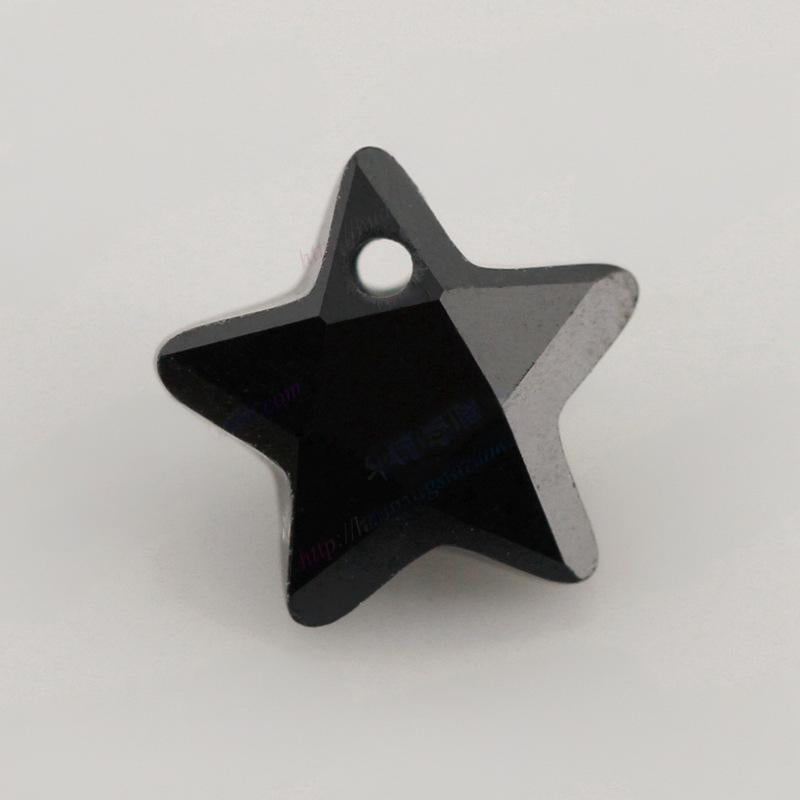 五角星形黑色锆石单孔裸石 打孔黑锆宝石CZ皓石戒面饰品
