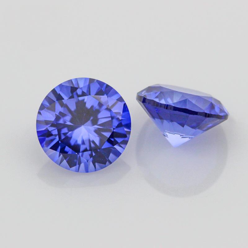 圆形33#蓝刚玉裸石戒面 人造合成蓝宝石首饰戒指饰品DIY