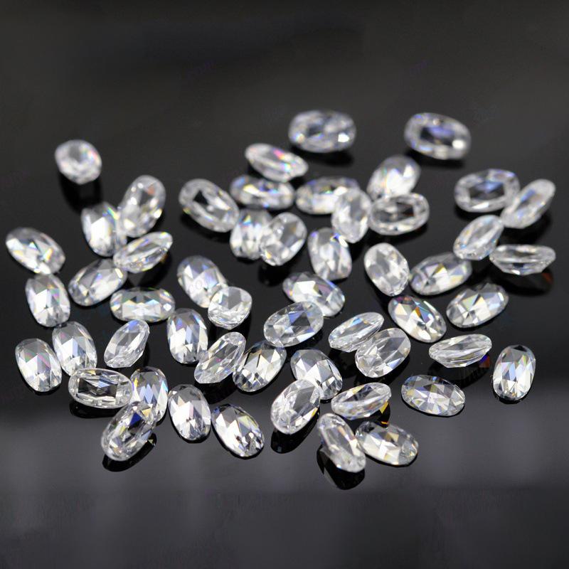 潘家蛋形白锆石平底三角板 玫瑰切面三角切合成宝石裸石