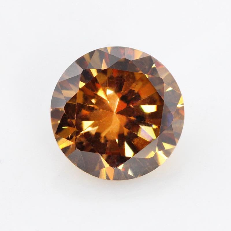 9A八心八箭圆形咖啡色锆石裸石 皓石裸石CZ咖啡锆宝石