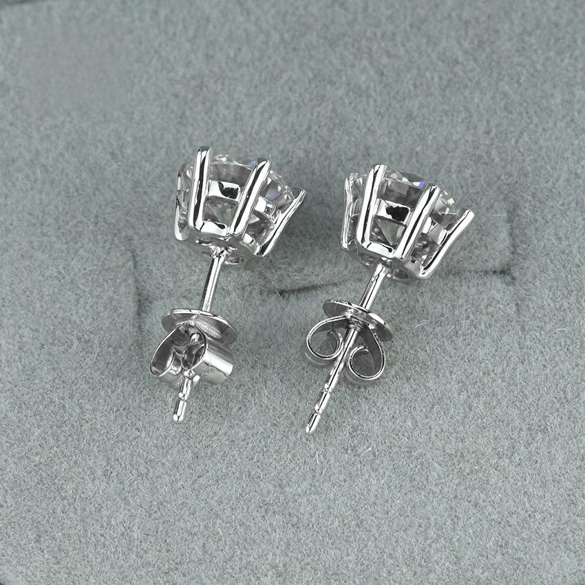 925银经典六爪1克拉莫桑石耳钉简约气质耳饰现货