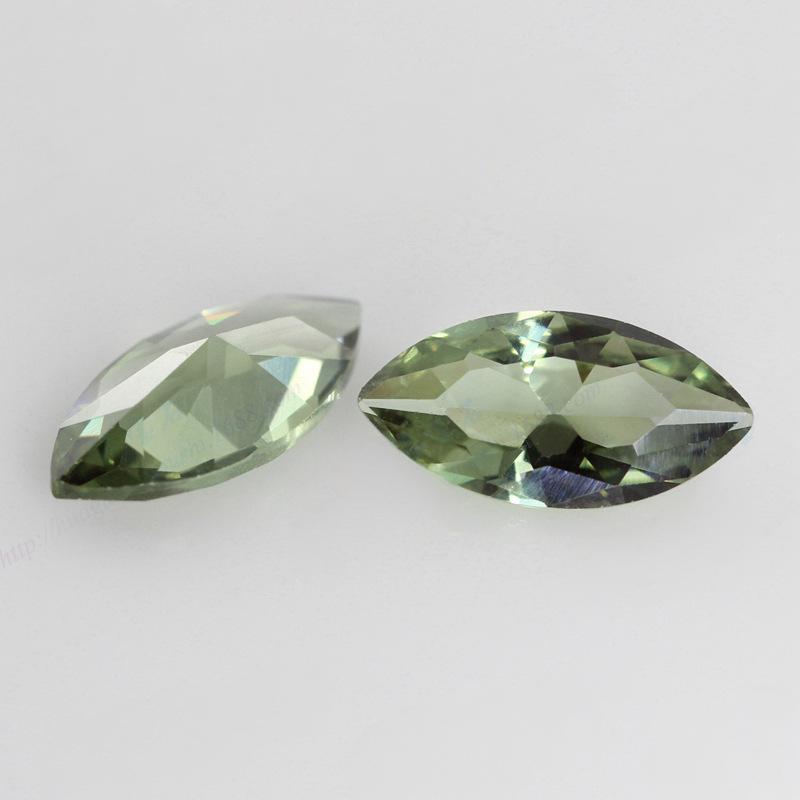 149#绿尖晶石马眼形裸石 树叶形人造宝石美甲钻首饰品DI