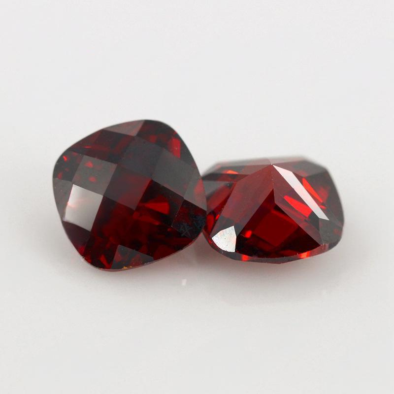 肥正方尖底龟面石榴红锆石 枕形大红色裸石人造宝石批发
