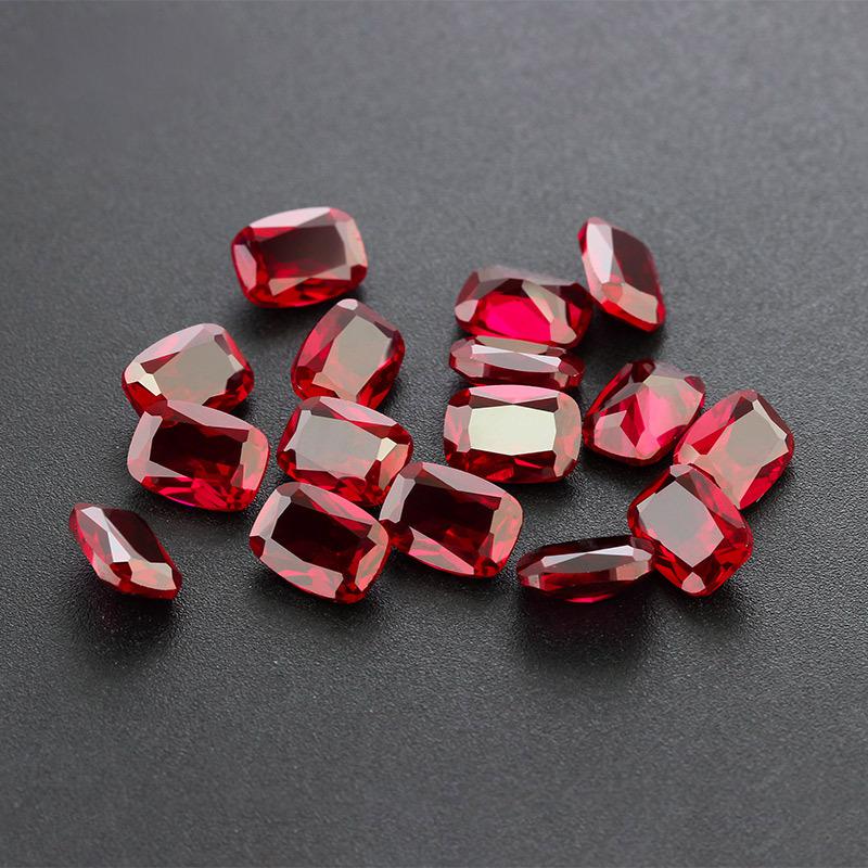 肥长方8#红刚玉戒面 人造合成鸽血红Ruby红宝石裸石批发