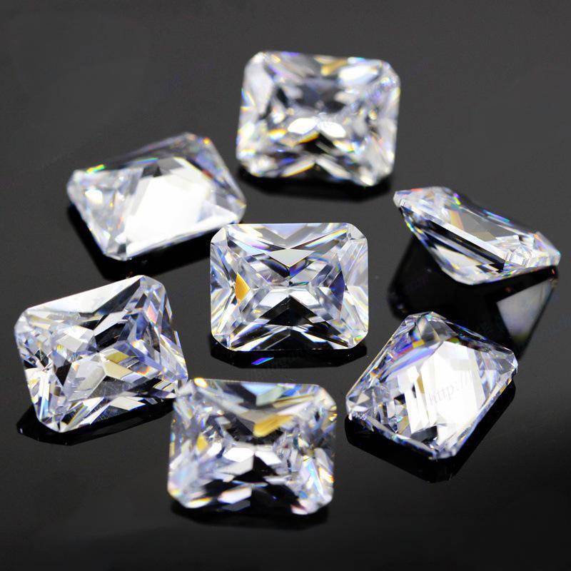 长方形倒角白色锆石批发 小八角形皓石裸石无色透明CZ