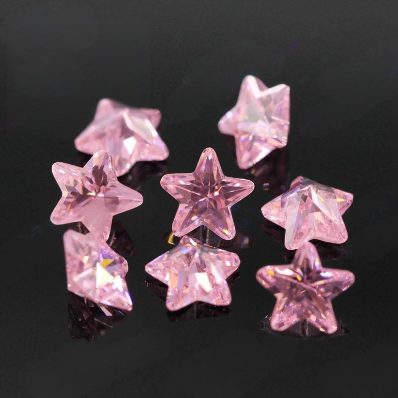 五角星粉红色锆石裸石 星形粉色人造cz宝石皓石批发AAA