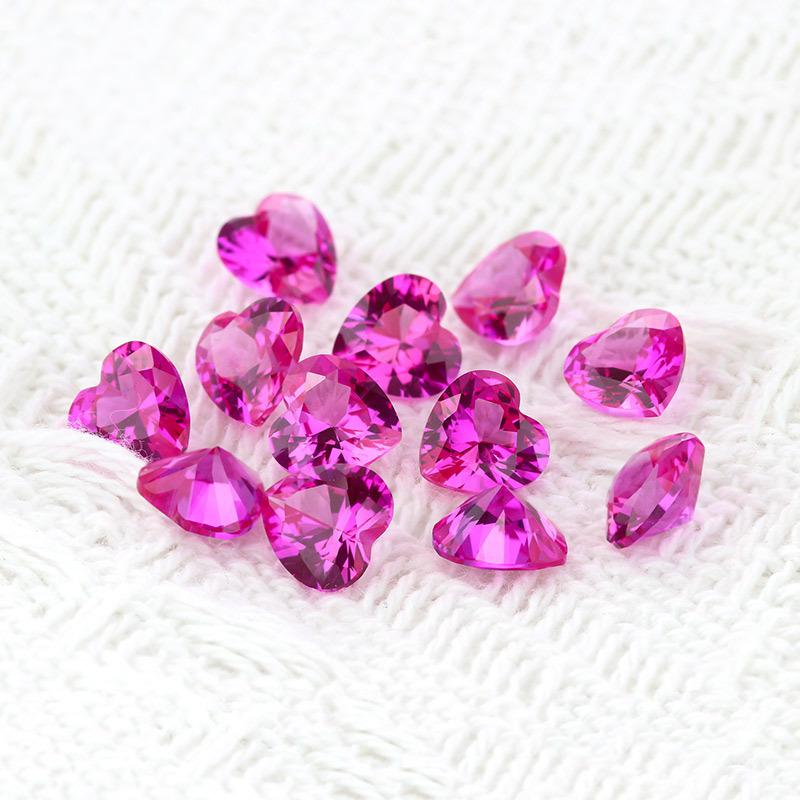 心形3#红刚玉裸石批发 人造合成红宝石首饰戒面3号