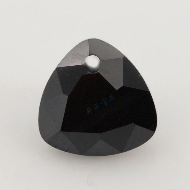 肥三角黑色锆石单孔裸石 胖三角黑锆CZ皓石宝石打孔首饰