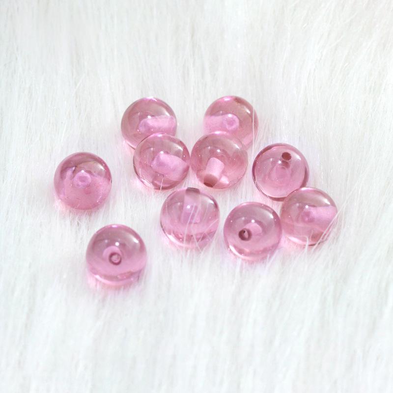 半孔粉红锆圆珠锆石珠子裸石 打孔CZ光珠饰品DIY批发