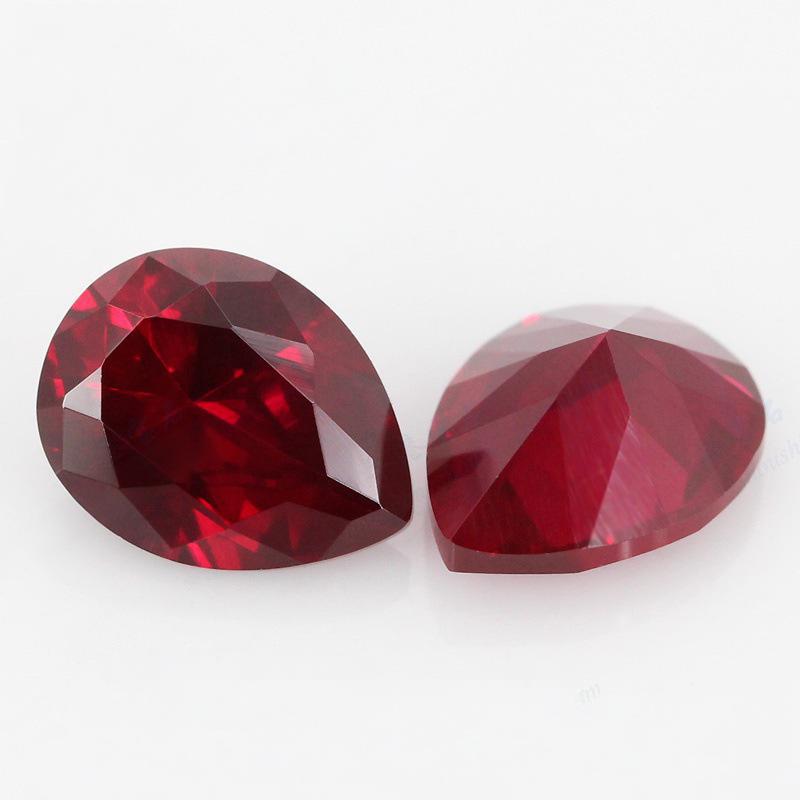 梨形8#红刚玉鸽血红戒面裸石 人造水滴形Ruby合成红宝石