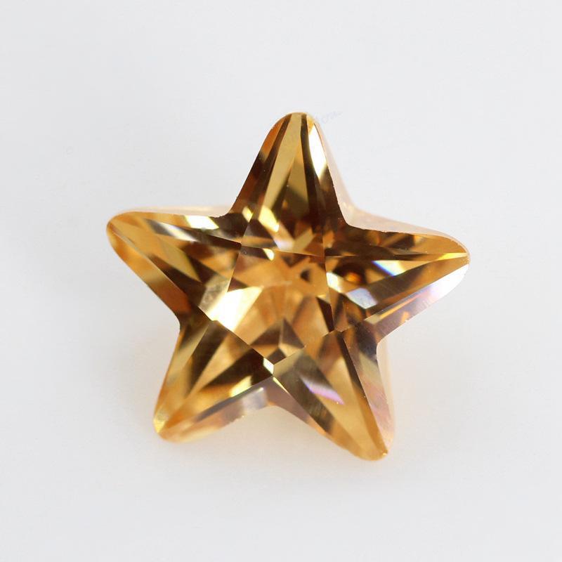 五角星形香槟色锆石戒面裸石 梧州cz人造彩色宝石皓石
