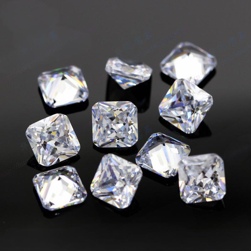 正方形倒角白色锆石裸石批发 合成立方氧化锆人造CZ皓石